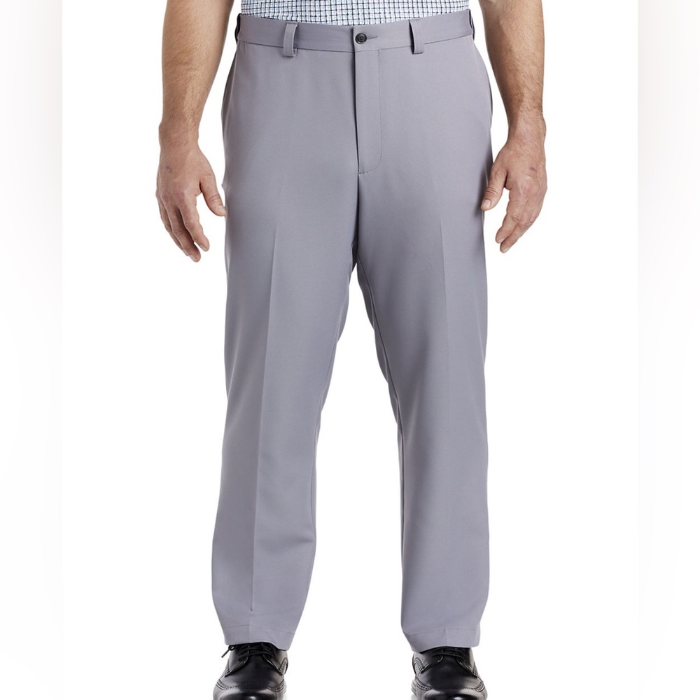 Oak Hill DXL Men’s Gray Microfiber Waist-Relaxer Dress Pants Slacks 46x30